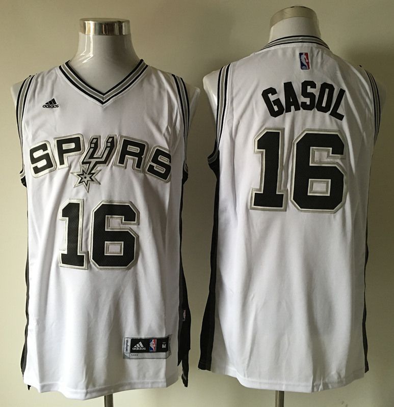 Men San Antonio Spurs 16 Gasol White Adidas NBA Jerseys